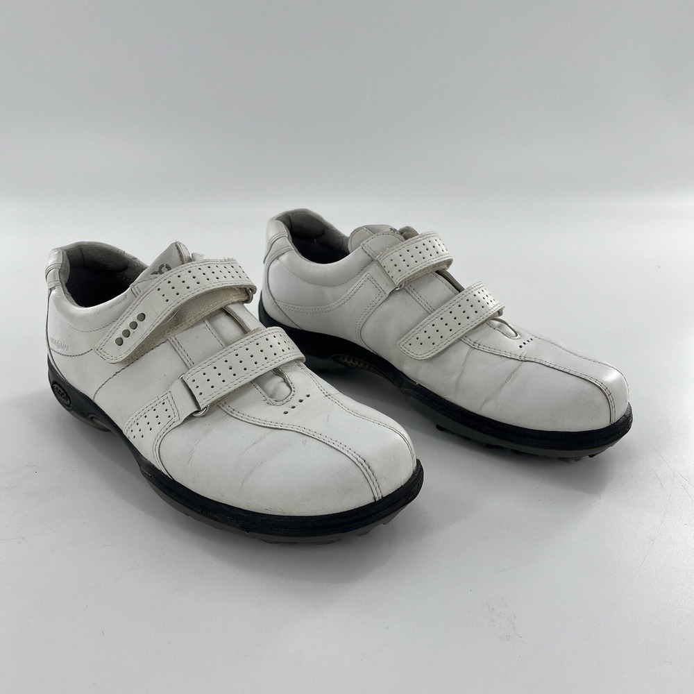 ECCO Golf Shoes Womens EU 38 US 7/7.5 Softspikes White Hook Loop Straps Sneakers